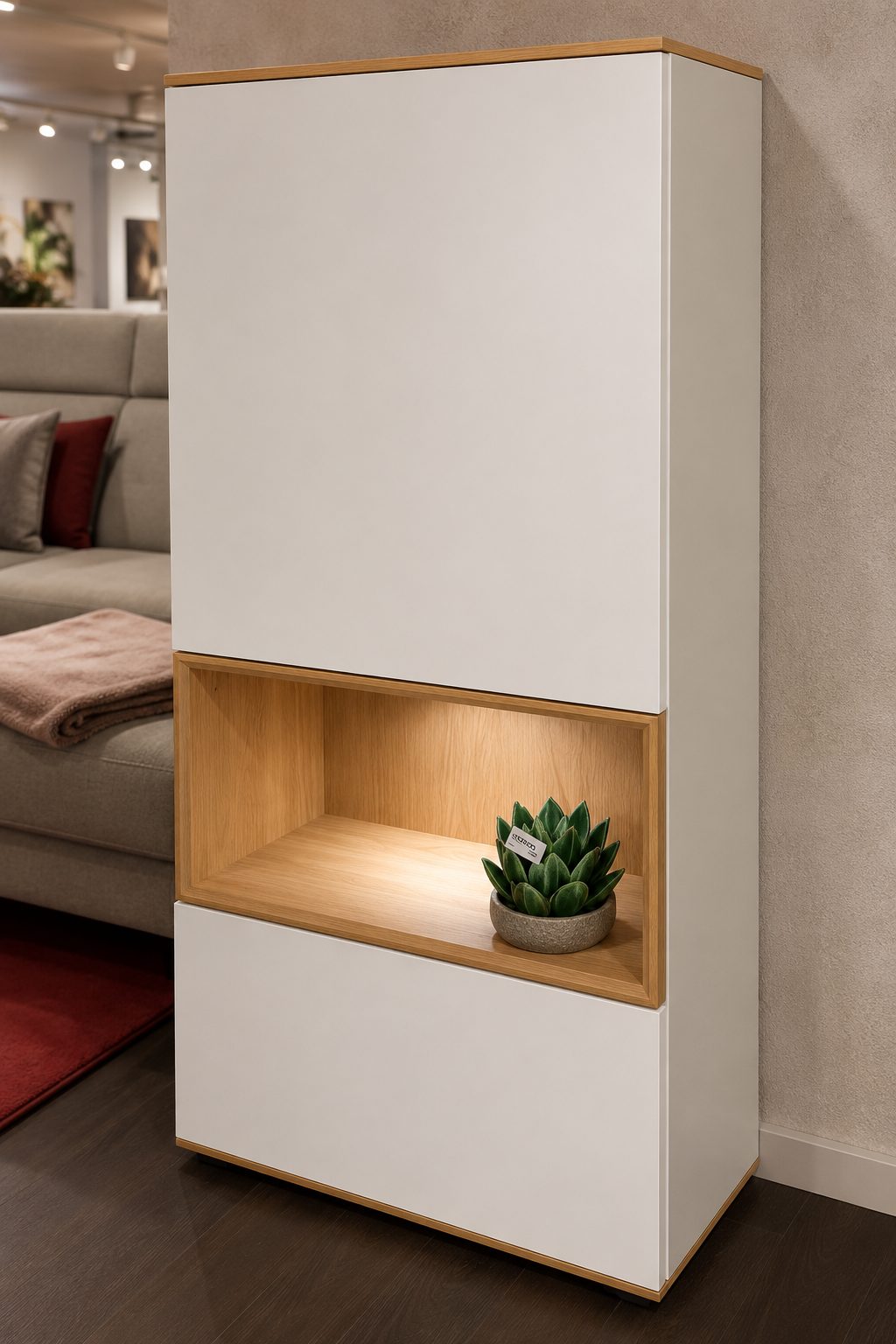 Highboard von Iro – Modell SE 5000 – in Lack weiß / Wildeiche